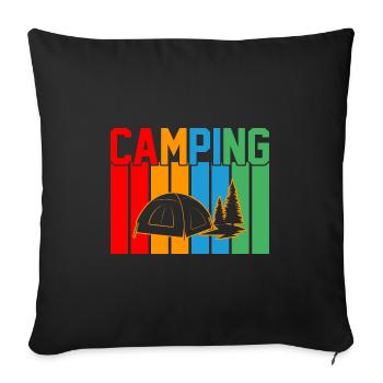 Camping Retro-Design Camping Geschenk - Sofakissenbezug 45 x 45 cm - Schwarz - Vorne