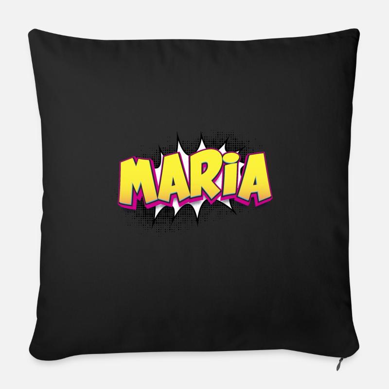 Maria Benutzerdefinierter Name Comic-Stil Pop-Art, Maria - Sofakissenbezug 45 x 45 cm - Schwarz