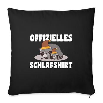 Schlafanzug Waschbär Schlafshirt Geschenk - Sofakissenbezug 45 x 45 cm - Schwarz - Vorne
