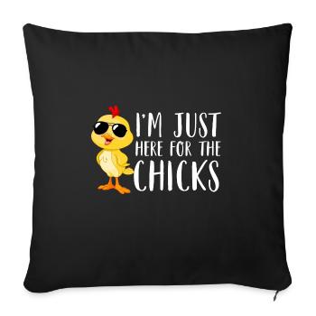 Je suis juste là pour les poussins mignon Pâques garçons enfants - Housse de coussin décorative 45 x 45 cm - noir - Devant