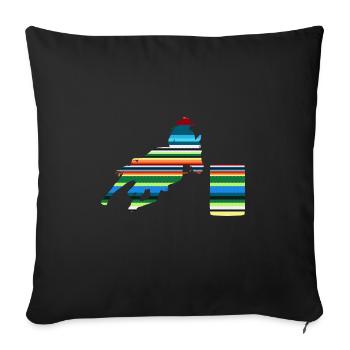 Cheval de course de barils de rodéo - Housse de coussin décorative 45 x 45 cm - noir - Devant