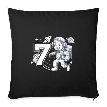 7th Birthday Astronaut Space Adventure for Boys - Sofa pillowcase 17,3'' x 17,3'' (45 x 45 cm) - black - Front