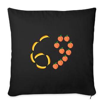 Motif de fruits bananes et pêches - Housse de coussin décorative 45 x 45 cm - noir - Devant
