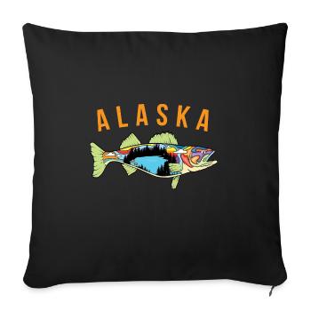 Alaska State Pride T Shirt Alaska Walleye Fisherme - Housse de coussin décorative 45 x 45 cm - noir - Devant