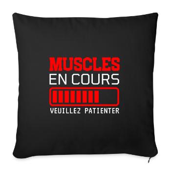 MUSCLES EN COURS DE FABRICATION idée cadeau humour - Housse de coussin décorative 45 x 45 cm - noir - Devant