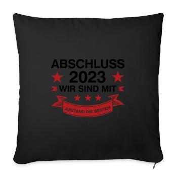 Abschluss 2023 Schule Absolvent Geschenk - Sofakissenbezug 45 x 45 cm - Schwarz - Vorne