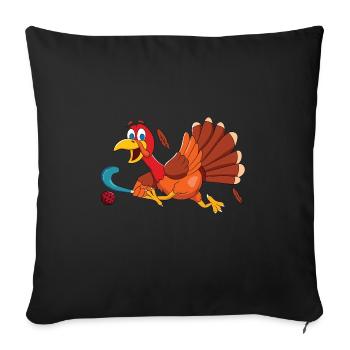 Thanks Giving Turkey Scoring Sports Field Hockey P - Sofa pillowcase 17,3'' x 17,3'' (45 x 45 cm) - black - Front