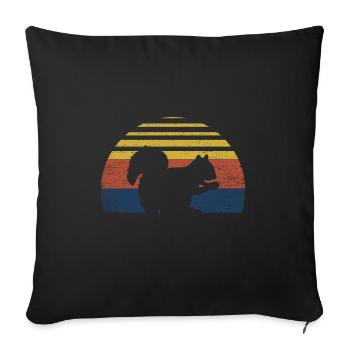 Squirrel Sunset Retro Forest Animal Vintage Rodent - Sofa pillowcase 17,3'' x 17,3'' (45 x 45 cm) - black - Front