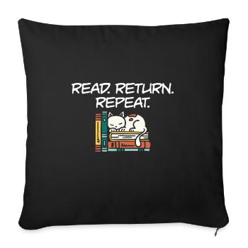 Bibliothécaire Bibliothécaire Lire Retour Répéter Livre - Housse de coussin décorative 45 x 45 cm - noir - Devant