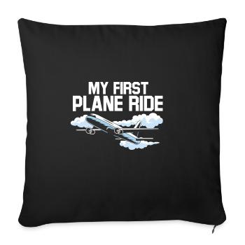 Voyage de vacances en solo Mon premier avion - Housse de coussin décorative 45 x 45 cm - noir - Devant