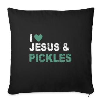 Jésus Drôle Pickle Lover Citation Disant Humour - Housse de coussin décorative 45 x 45 cm - noir - Devant
