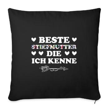 Stiefmama Familie Bonusmama Geschenk - Sofakissenbezug 45 x 45 cm - Schwarz - Vorne