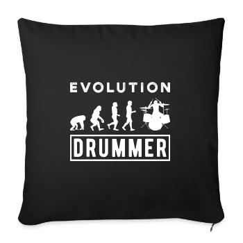 Evolution de l’homme Drums Band Retro Vintage Drummer - Housse de coussin décorative 45 x 45 cm - noir - Devant
