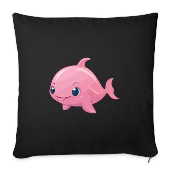 Baby sperm whale - Sofa pillowcase 17,3'' x 17,3'' (45 x 45 cm) - black - Front