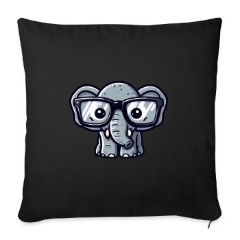 Éléphant nerd avec des lunettes - Housse de coussin décorative 45 x 45 cm - noir - Devant