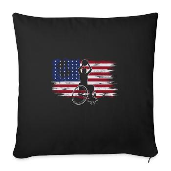 Cadeau de basketball en fauteuil roulant - Housse de coussin décorative 45 x 45 cm - noir - Devant