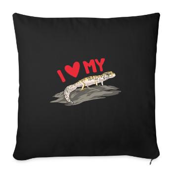 Leopardgecko Reptil Haustier Gecko - Sofakissenbezug 45 x 45 cm - Schwarz - Vorne