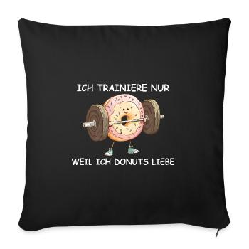 Beignet de bodybuilder - Housse de coussin décorative 45 x 45 cm - noir - Devant