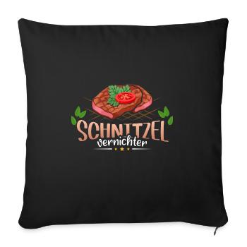 Schnitzel vernichter Fleisch Essen - Sofakissenbezug 45 x 45 cm - Schwarz - Vorne