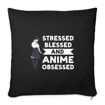 Anime merch Anime Anime Merchandise Geschenk - Sofakissenbezug 45 x 45 cm - Schwarz - Vorne