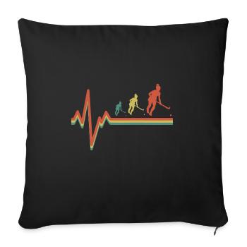 Retro Heartbeat Vintage Goalkeeper Field Hockey FR - Housse de coussin décorative 45 x 45 cm - noir - Devant