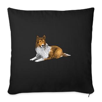 Longhair Collie Rough Collie Dog - Sofa pillowcase 17,3'' x 17,3'' (45 x 45 cm) - black - Front