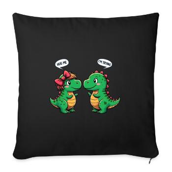 Dinosaure Trex Love In Love Bras Courts - Housse de coussin décorative 45 x 45 cm - noir - Devant