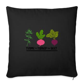 Thym au navet La betterave Motif végétal drôle - Housse de coussin décorative 45 x 45 cm - noir - Devant