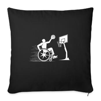 Cadeau de basketball en fauteuil roulant - Housse de coussin décorative 45 x 45 cm - noir - Devant