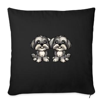 Havanese Dog Comic - Sofa pillowcase 17,3'' x 17,3'' (45 x 45 cm) - black - Front