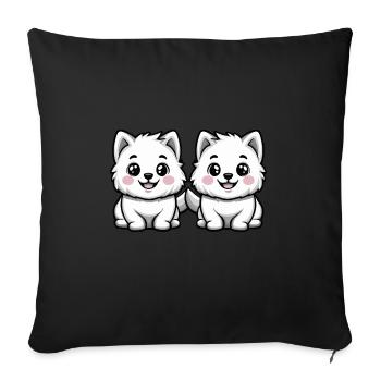 Samoyed Dog Comic - Sofa pillowcase 17,3'' x 17,3'' (45 x 45 cm) - black - Front
