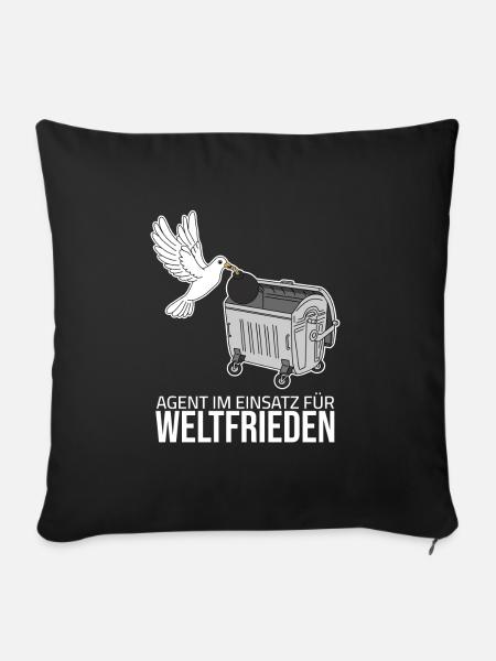 Weltfrieden - Agent im Einsatz - Sofakissenbezug 45 x 45 cm - Schwarz