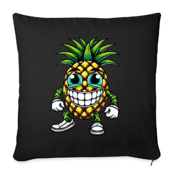Ananas Fruit Fruité Été Cool Mignon Dessin animé - Housse de coussin décorative 45 x 45 cm - noir - Devant