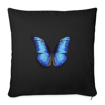 Morpho Papillon Bleu - Housse de coussin décorative 45 x 45 cm - noir - Devant