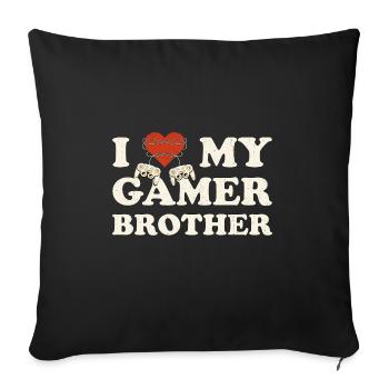 Je suis mon frère joueur - J’aime mon frère - Housse de coussin décorative 45 x 45 cm - noir - Devant