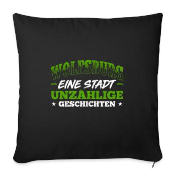 Wolfsburg Eine Stadt Unzählige Geschichten Heimatv - Sofakissenbezug 45 x 45 cm - Schwarz - Vorne
