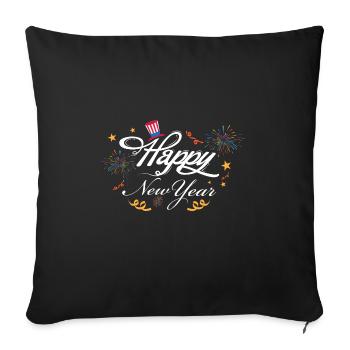 Happy New Year - Sofakissenbezug 45 x 45 cm - Schwarz - Vorne