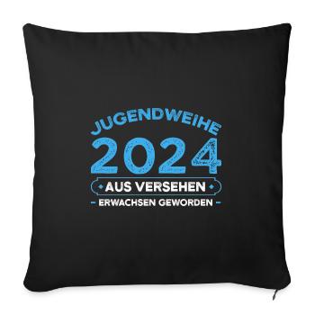 Jugendweihe 2024 Jugend Erwachsen Werden Geschenk - Sofakissenbezug 45 x 45 cm - Schwarz - Vorne