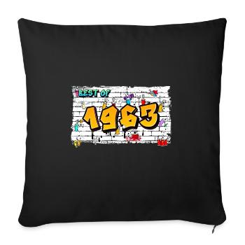 Retro 1963 Graffiti – 62 Years of Iconic Edge - Sofa pillowcase 17,3'' x 17,3'' (45 x 45 cm) - black - Front