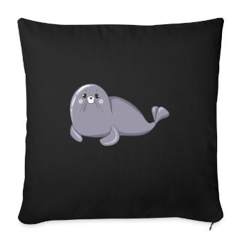 Phoque - Housse de coussin décorative 45 x 45 cm - noir - Devant