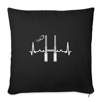 Heartbeat For Rugby Players Football Goal Rugby - Sofa pillowcase 17,3'' x 17,3'' (45 x 45 cm) - black - Front