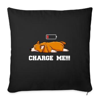 Charge Me Cute Dog Corgi Design - Sofa pillowcase 17,3'' x 17,3'' (45 x 45 cm) - black - Front