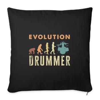 Evolution de l’homme Drums Band Retro Vintage Drummer - Housse de coussin décorative 45 x 45 cm - noir - Devant