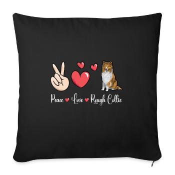 Collie à poil long Collie rugueux Chien - Housse de coussin décorative 45 x 45 cm - noir - Devant