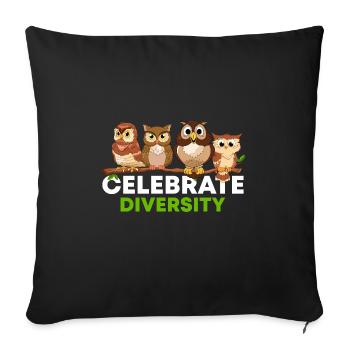 Celebrate Diversity Nocturnal Birds Of Prey Owl En - Sofa pillowcase 17,3'' x 17,3'' (45 x 45 cm) - black - Front