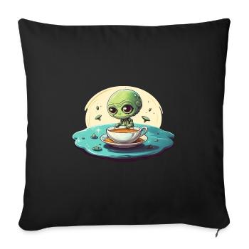 grünes alien kaffee kaffeetrinker - Sofakissenbezug 45 x 45 cm - Schwarz - Vorne