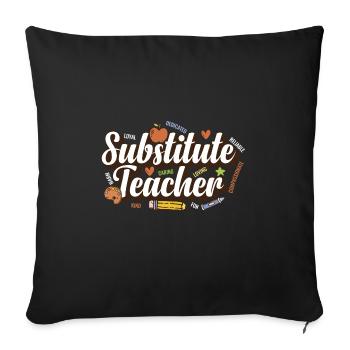 Enseignant suppléant Éducateur scolaire Enseignant - Housse de coussin décorative 45 x 45 cm - noir - Devant