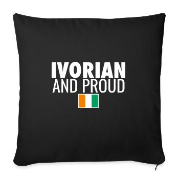 Drapeau ivoirien et fier de la Côte d’Ivoire - Housse de coussin décorative 45 x 45 cm - noir - Devant