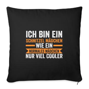 Schnitzel Mädchen Schnitzel Mädchen Geschenk - Sofakissenbezug 45 x 45 cm - Schwarz - Vorne