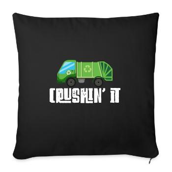 Garbage trucks, garbage day, garbage collection - Sofa pillowcase 17,3'' x 17,3'' (45 x 45 cm) - black - Front